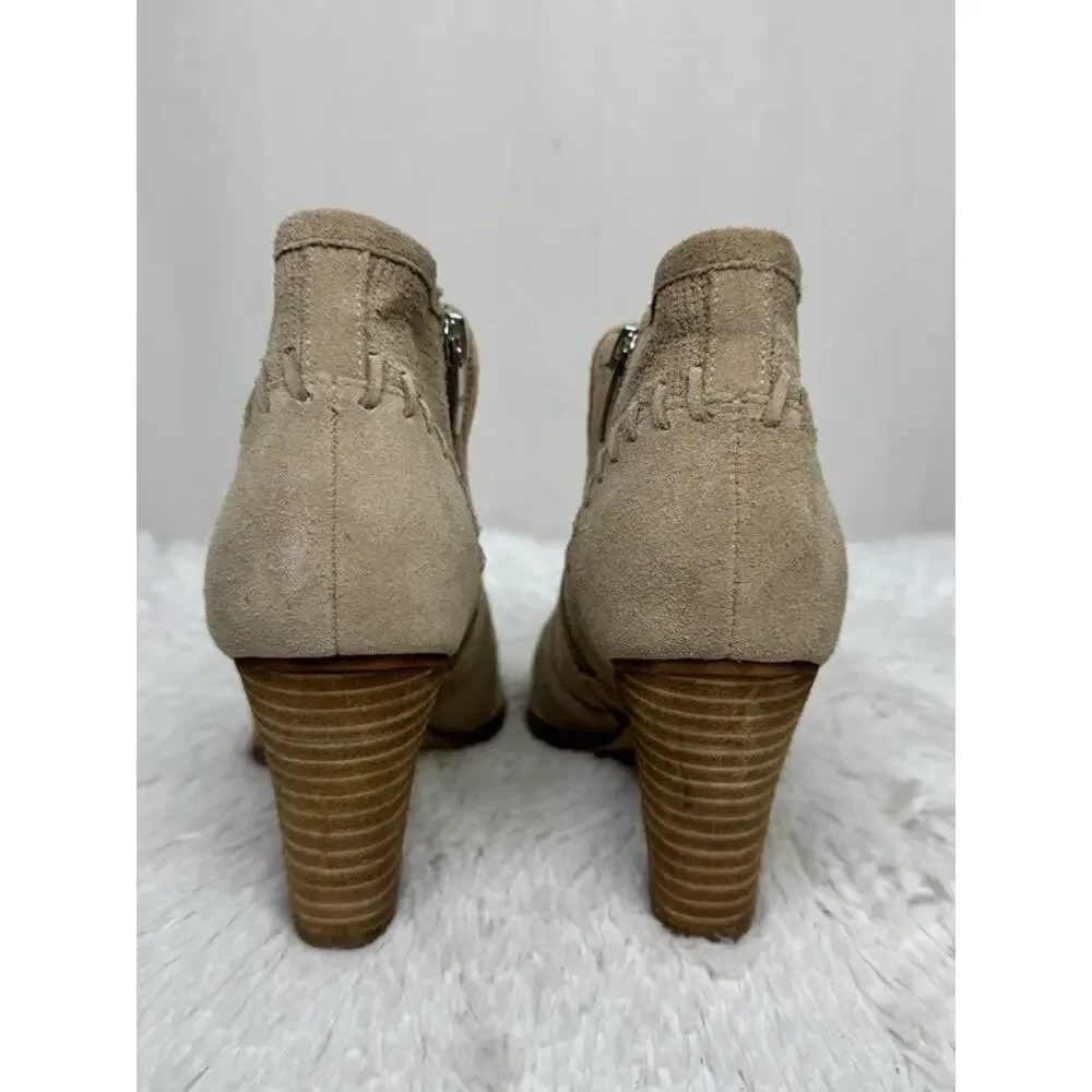 MARC FISHER / Cadis tan suede perforated heeled ankle booties / 7